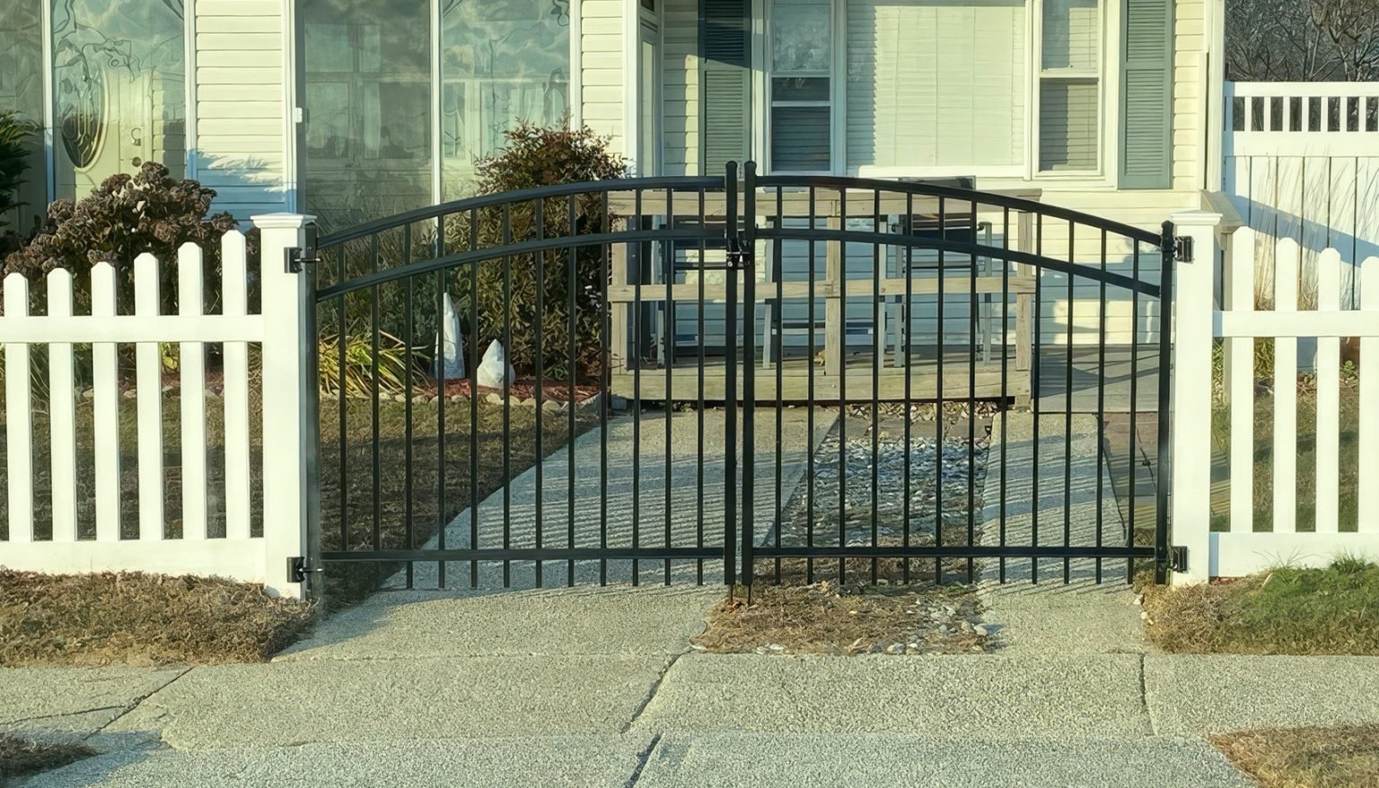 4 Ft Black Aluminum Fence Double Gate | Falls Church, VA - 096