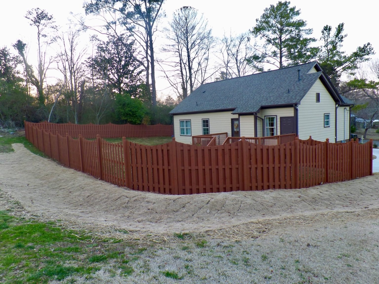 5 Ft Privacy Wood Fence Shadow Box with Dip | Manassas, VA - 020