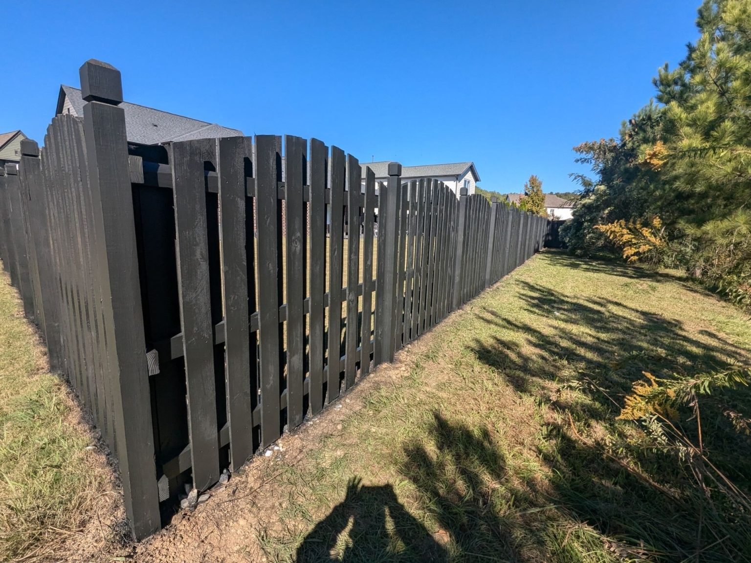 6 Ft Privacy Wood Fence Shadow Box with Arch | Sterling, VA - 068