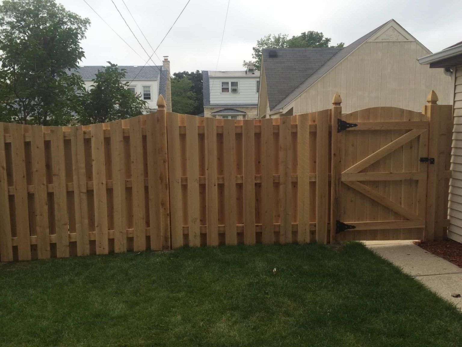 6 Ft Privacy Wood Fence Shadow Box with Dip | Annandale, VA - 071