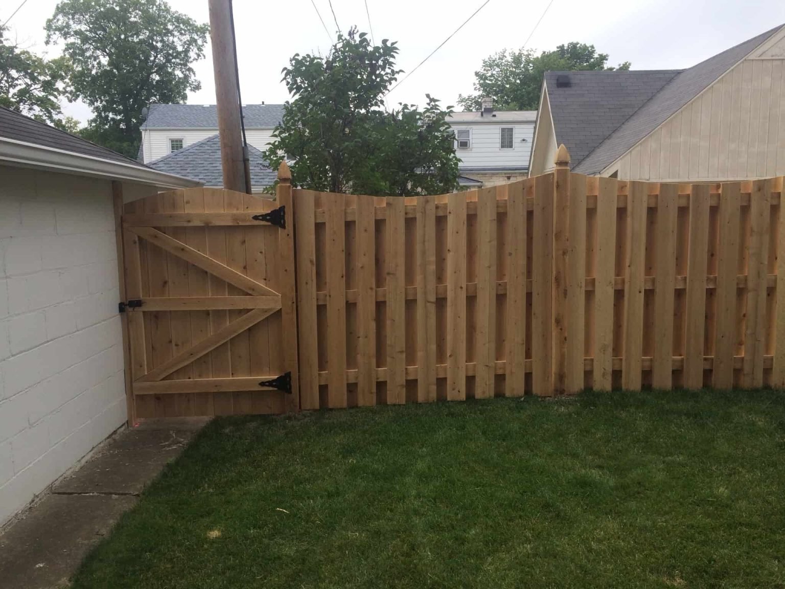 6 Ft Privacy Wood Fence Shadow Box with Dip | Annandale, VA - 072