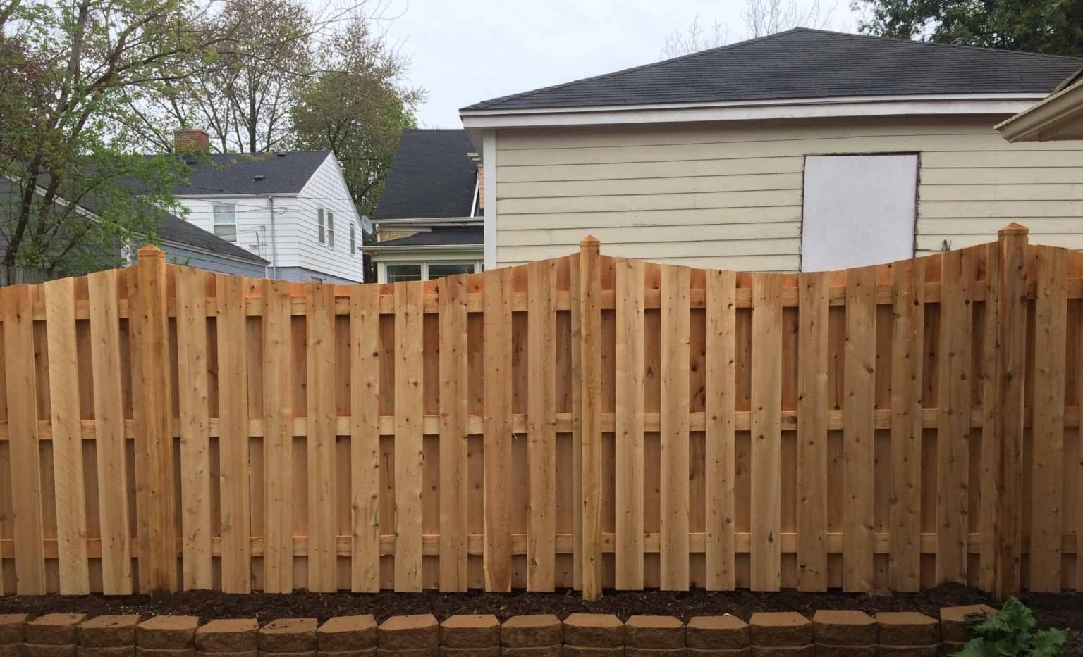 6 Ft Privacy Wood Fence Shadow Box with Dip | Woodbridge, VA - 070